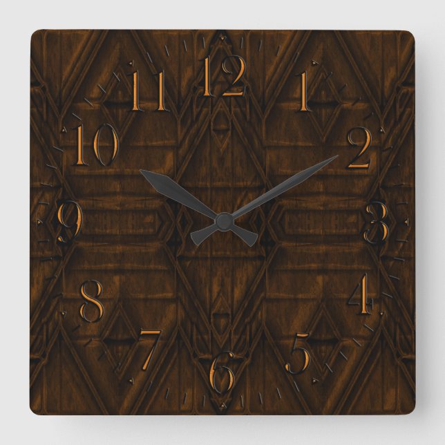 Coppery Steampunk pyramiddesign Fyrkantig Klocka (Framsida)