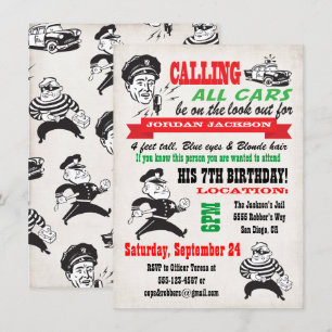 Cops och Robbers Födelsedagsfest inbjudan