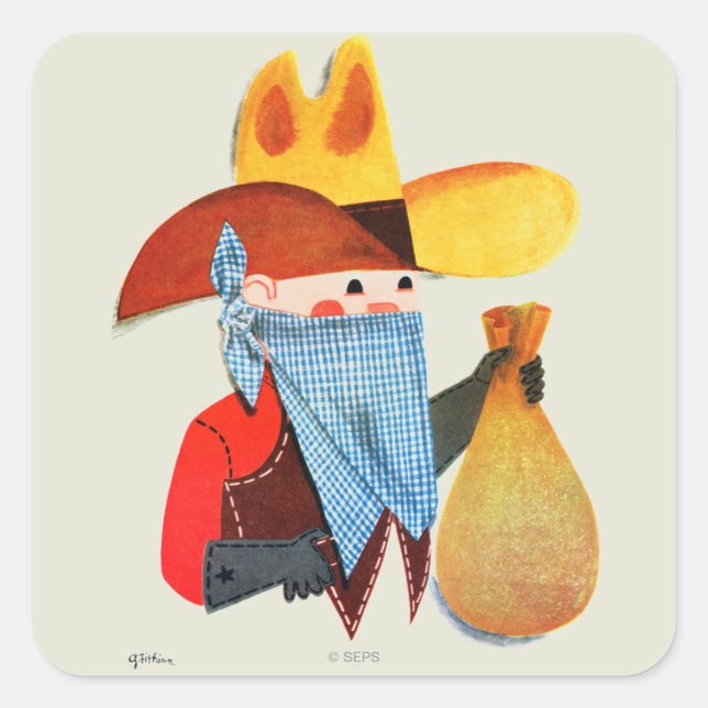 Cops och Robbers Fyrkantigt Klistermärke (Framsida)