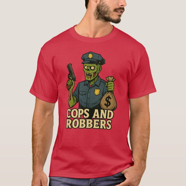 Cops och Robbers Halloween T-Shirt (Framsida)