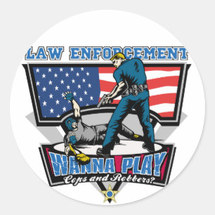 Cops och Robbers Runt Klistermärke