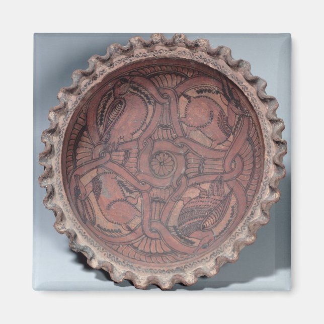Coptic kopp, målad terracotta med swag gräns. magnet (Framsidan)