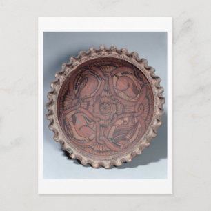 Coptic kopp, målad terracotta med swag gräns. vykort