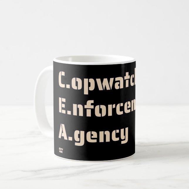 "COPWATCH ENFORCEMENT AGENCY" Lustig polis Kaffemugg (Framsida vänster)