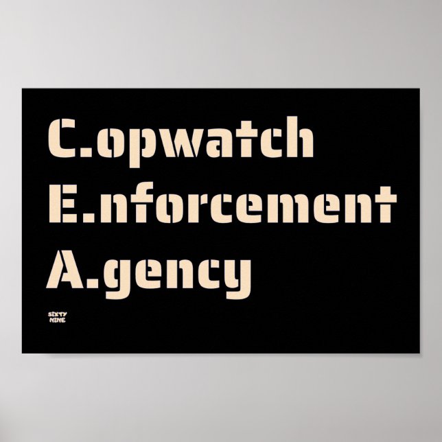 "COPWATCH ENFORCEMENT AGENCY" Lustig polis Poster (Framsidan)