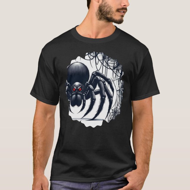 Copy of Creepy Black Spider Gothic Design T Shirt (Framsida)