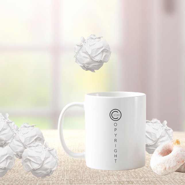 Copyright Modern Black and White Typografiska Kaffemugg (Skapare uppladdad)