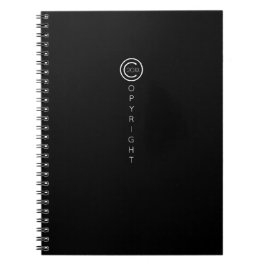 Copyright Modern Typografiska svart Anteckningsbok