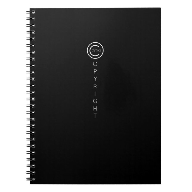Copyright Modern Typografiska svart Anteckningsbok (Framsidan)