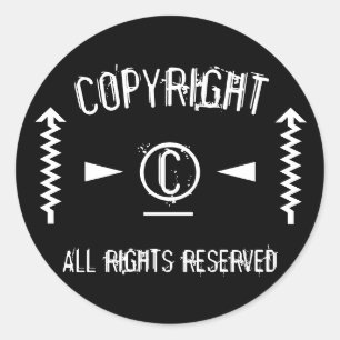 Copyright-symbol för svart och vitt geometriskt g runt klistermärke
