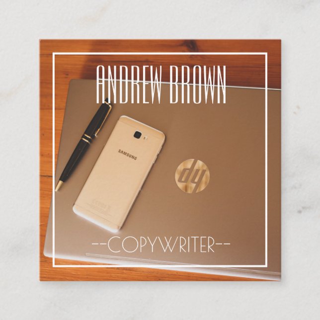 Copywriter Computer Tangentbord Affärskort Fyrkantigt Visitkort (Framsida)