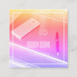 Copywriter Computer Tangentbord Affärskort Fyrkantigt Visitkort