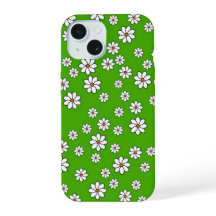 Coque Iphone fleurs blanches sur tapis vert