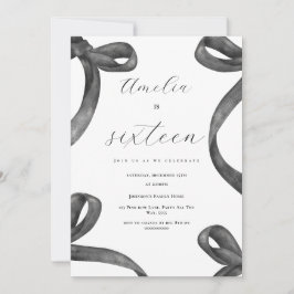 Coquette 16:e födelsedagskalan Black Bow 18:e 21:a Inbjudningar