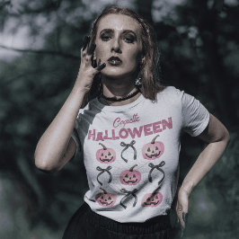 Coquette Aesthetic belysation Pumpkin and Bow T Shirt