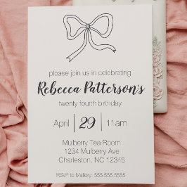 Coquette Aesthetic Black Bow Feminine Bday Party Inbjudningar