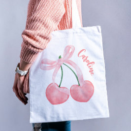 Coquette Aesthetic Cherries & Rosa Bow Cute Girly Tygkasse