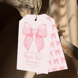Coquette Aesthetic Cute Rosa Bow Personlig Presentetikett