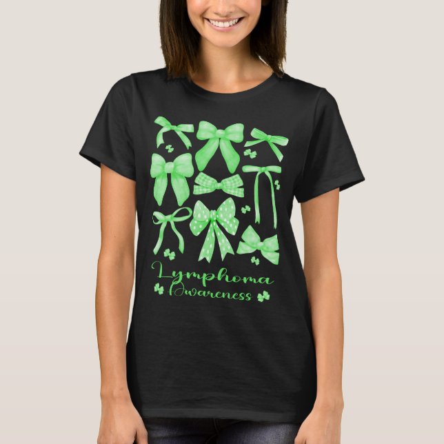 Coquette Aesthetic Grönt Bow Lymphoma T Shirt (Framsida)