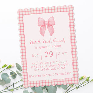 Coquette Aesthetic Möhippa Cute Rosa Bow Inbjudningar