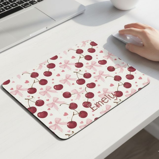 Coquette Aesthetic Mouse Pad Cherry Red Bows  Musmatta (Skapare uppladdad)