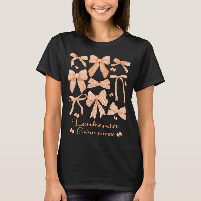 Coquette Aesthetic Orange Bow Leukemia T Shirt (Framsida)
