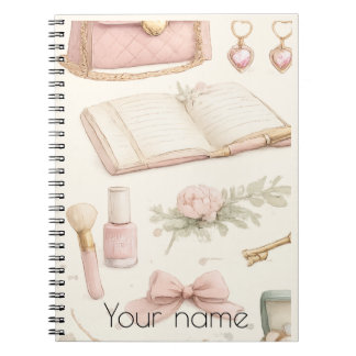 Coquette Aesthetic Pink Bow Makeup Personalized No Anteckningsbok