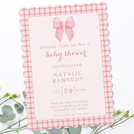 Coquette Aesthetic Preppy Rosa Bow Cute Flicka Inbjudningar