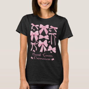 Coquette Aesthetic Rosa Bow Breast Cancer T Shirt