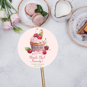 Coquette Aesthetic Rosa Bow Cherry Cake Finare Gir Runt Klistermärke