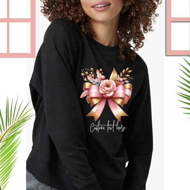 Coquette Aesthetic Rosa Bow Custom Name Sweatshirt T Shirt (Skapare uppladdad)
