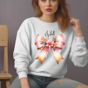 Coquette Aesthetic Rosa Bow Custom Name Sweatshirt T Shirt