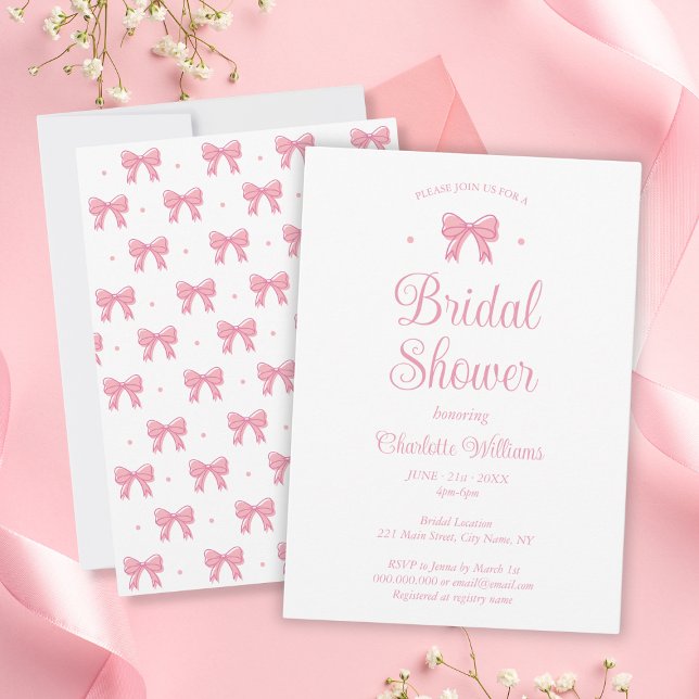 Coquette Aesthetic Rosa Bow Möhippa Inbjudningar (Coquette Aesthetic Pink Bow Bridal Shower Invitation
)