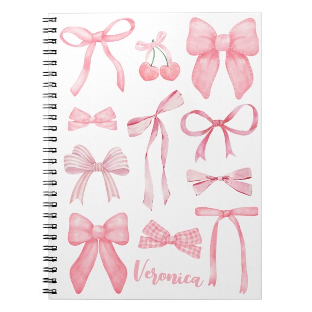 Coquette Aesthetic Rosa Bow Trendig Feminine Cute Anteckningsbok (Framsidan)