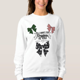 Coquette All I Want For Christmas Patterned Bow De T Shirt