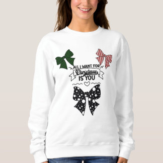 Coquette All I Want For Christmas Patterned Bow De T Shirt