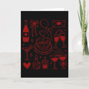 Coquette Alla hjärtans dag Amour Tårta Vin Hjärtan Kort