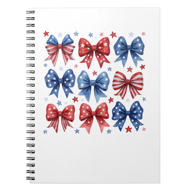 Coquette American Flagga Coquette Bow 4:e juli Anteckningsbok (Framsidan)
