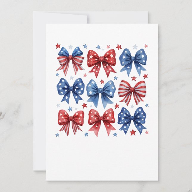 Coquette American Flagga Coquette Bow 4:e juli Inbjudningar (Framsida)