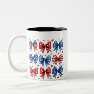 Coquette American Flagga Coquette Bow 4:e juli Två-Tonad Mugg