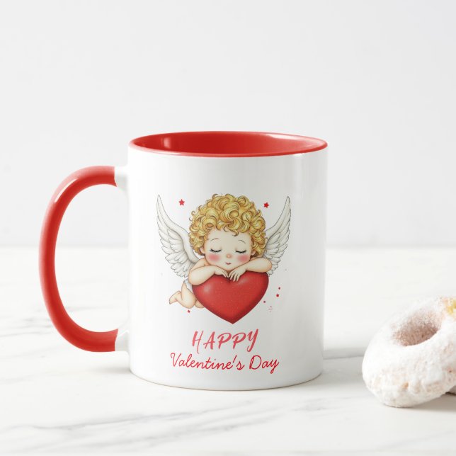 Coquette angel cherub hjärta Glad Alla hjärtans da Mugg (Med munk)