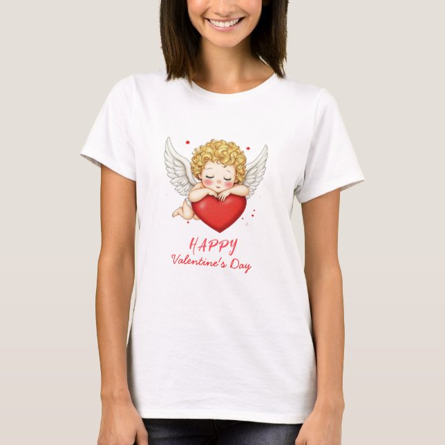 Coquette angel cherub hjärta Glad Alla hjärtans da T Shirt (Framsida)
