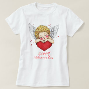 Coquette angel cherub hjärta Glad Alla hjärtans da T Shirt