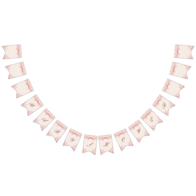 Coquette Baby Girl Bunting Banner, Rosa Bow Floral Vimplar (Alla)