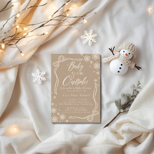 Coquette Baby it's Cold outside taupe baby shower Inbjudningar