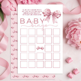 Coquette Baby Shower Bingo Game - Elegant Rosa Bow