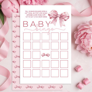 Coquette Baby Shower Bingo Game - Elegant Rosa Bow