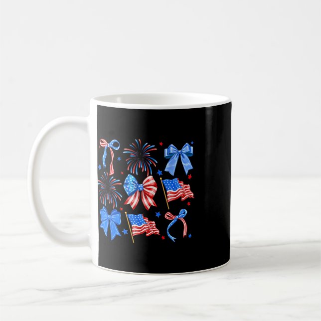 Coquette-bågar Röd Vit Blå USA-flagga 4:e Juli  Kaffemugg (Vänster)
