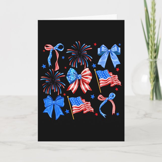Coquette-bågar Röd Vit Blå USA-flagga 4:e Juli  Kort (Framsida)