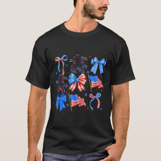 Coquette-bågar Röd Vit Blå USA-flagga 4:e Juli  T Shirt